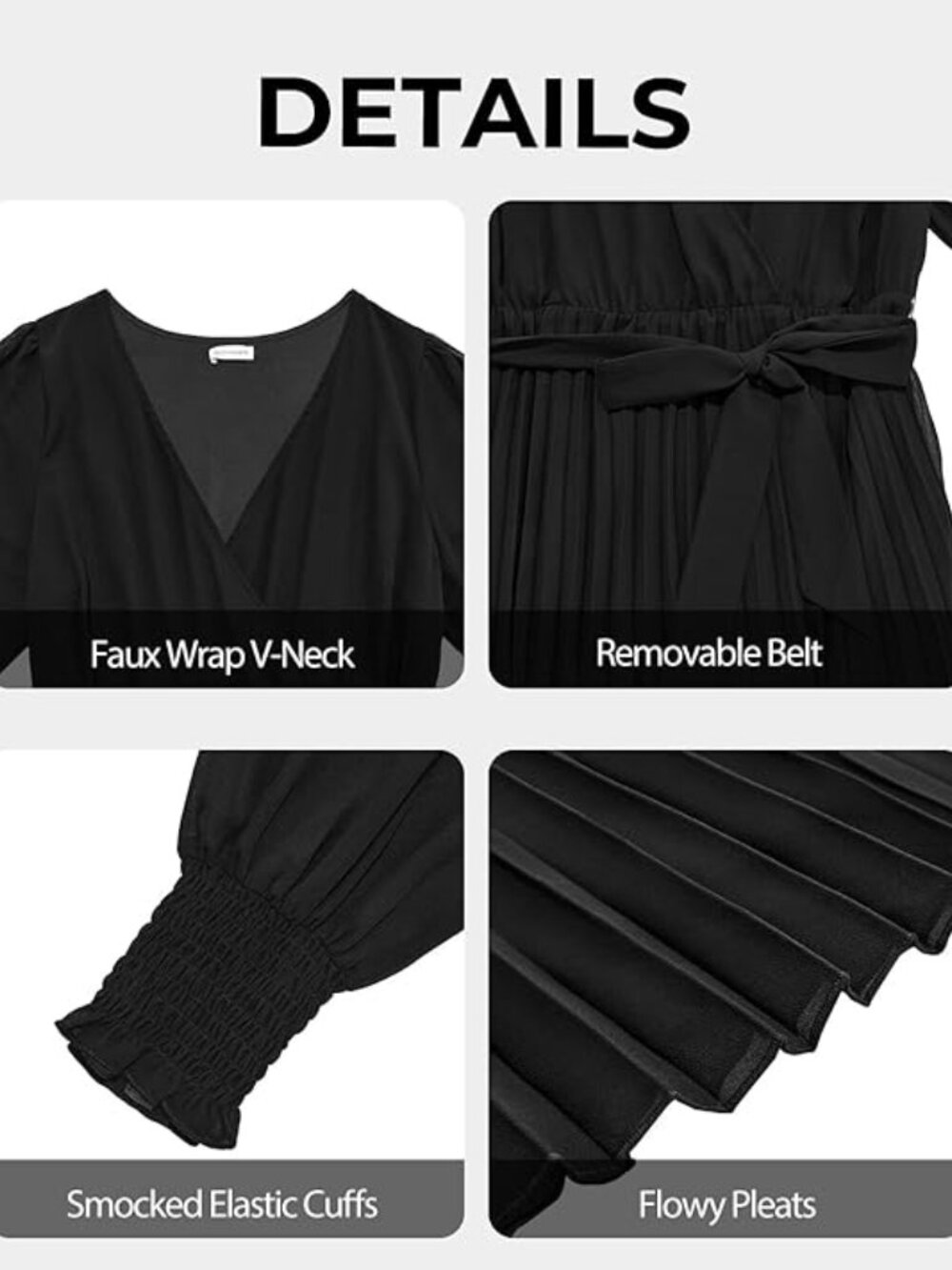 Black Formal 2026 Women Fall Lantern Long Sleeve Cocktail Belted Midi N-567 - Picture 2 of 2